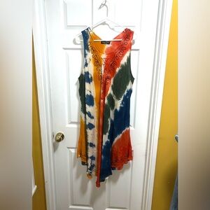 Multicolor Tie-Dye Sleeveless Dress